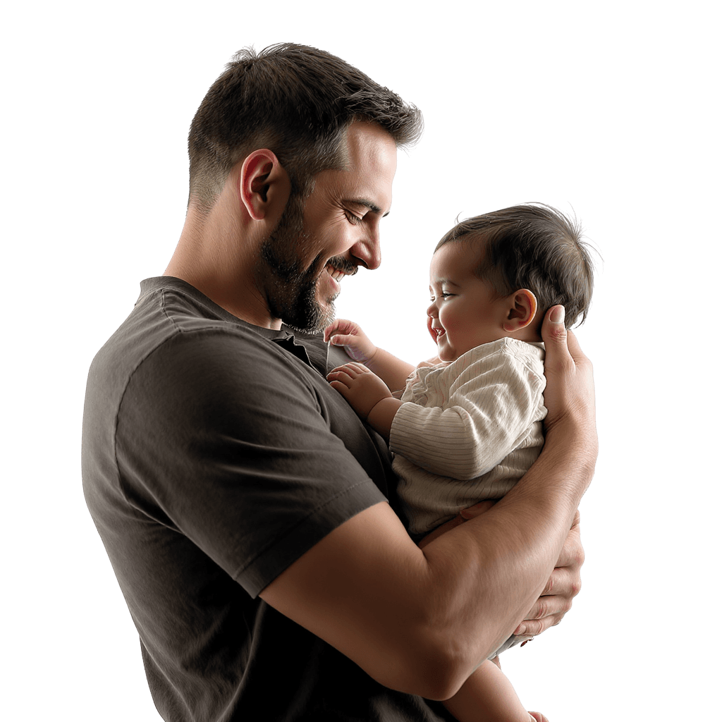 Dad holding his baby, DadPlans hero image