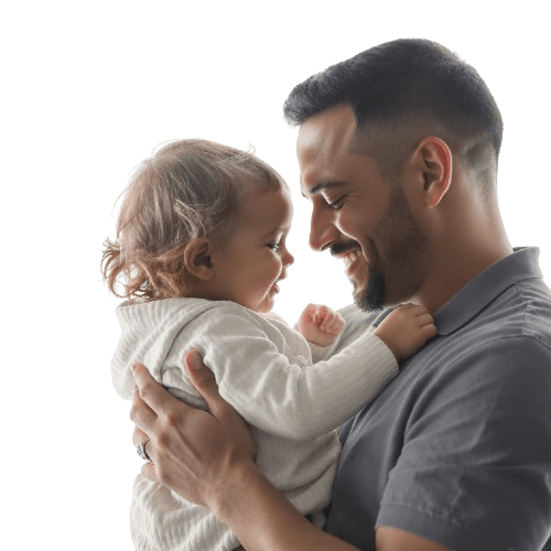 Dad holding his child
