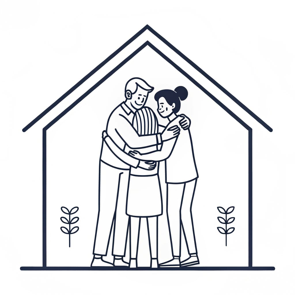 Family in a protected home